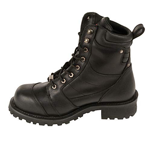 Image of Milwaukee Leather Classic Men's Black Leather Wide-Width 8-inch Lace-Up Logger Biker Boots MBM9030W