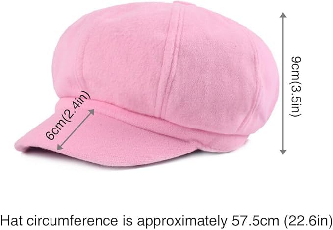 Ykybhx 1PCS Newsboy Cap Wool Visor Beret Soft Octagonal Hat Adjustable Fashin Driving Hunting Hat for Girls Women 03