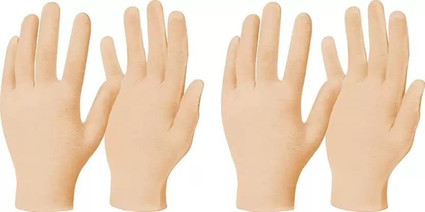Cotton Short/Half Hand Gloves Sun Protection Gloves for Women Set Of 2 Beige