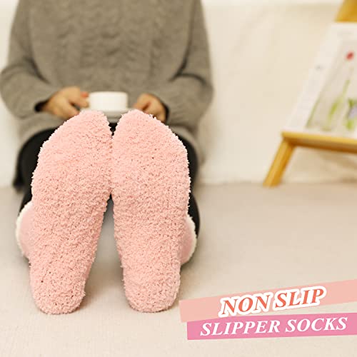 Fuzzy Socks for Women - 7 Pair Fuzzy Socks with Grip, Cozy Slipper for Women, Womens Soft Comfort of Coral Fleece, Twist4