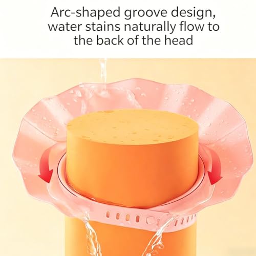 Hair Washing Shield, Adjustable Wide Brim Shampoo Hat, Waterproof Shower Visor with Comfortable Safety Design, For Men and Women (Pink) - Thumbnail 6