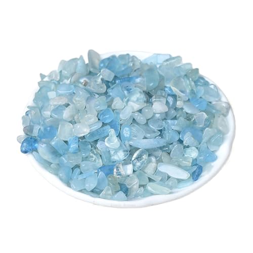 Erliway 100g Natural Aquamarine Crystal Chips, 7-9mm Tumbled Chips Crushed Crystal Stones, Polished Crystal Chips for Vase Filler Healing Reiki Crystal Jewelry Making Home Decor Aquarium Gravel