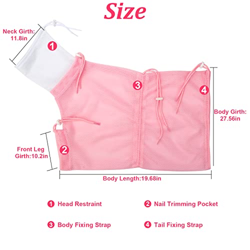 Image of Catcan Cat Bathing Bag, Breathable Cat Grooming Bag, Anti Scratch Adjustable Cats Shower Washing Bag with Mesh for Nail Trimming