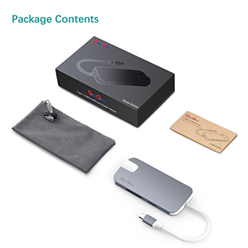 Hub usb c para Macbook Pro, QacQoc GN30H usb c hub de aluminio de múltiples puertos tipo-c con 4K HDMI (30Hz), Gigabit Ethernet, lector de tarjetas SD / Micro y 3*USB 3.0 puertos para MacBook/MacBook Pro y otros dispositivos usb c