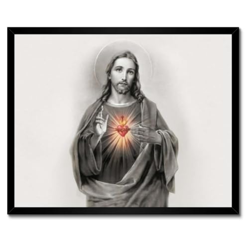 Poster Jésus Christ Roi de haute qualité sous cadre blanc 50 x 40 cm