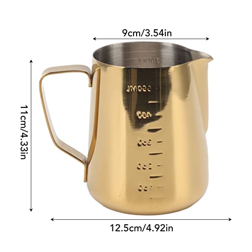 Jarra de leite, sem ferrugem, multifuncional, de aço inoxidável 304, para latte art (dourado)