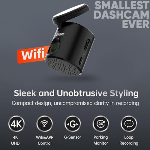 Image of Conbre Blackbox 2MP Wide Angel Full HD Car Dash Camera | Super Capacitor | WiFi Direct Connect | Emergency Recording | Easy DIY Set Up | Upto 256GB SD Card (Jet Black) (Blackbox)