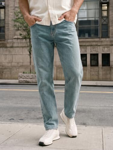 Image of Urbano Fashion Men's Relaxed Fit Washed Denim Jeans Non-Stretchable