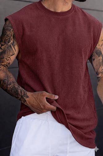 Image of RodZen Mens Polyester Tank Tops Sleeveless Round Neck T-Shirt for Gym, Running and Outdoor