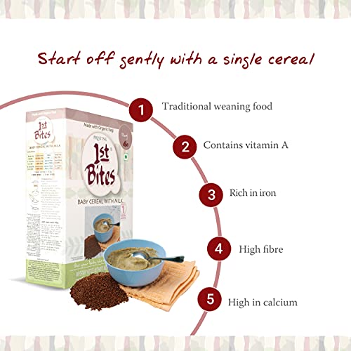 Image of Pristine 1st BITES Baby Cereal 300g | Baby Food (6-24 Months) Stage-1, 100% Organic Ragi | Infant Food