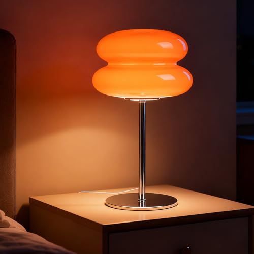 xiaojuande Bedroom Mushroom lamp Medieval Modern Bedside Table lamp for Night Stands Vintage dimmable Small Lamps Cute Cool Desk Lamps Home Room Aesthetic Decor for Living Room(Orange)