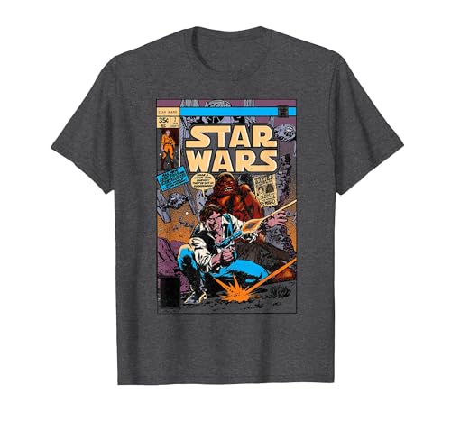 Image of Star Wars Vintage Han and Chewie Comic Cover T-Shirt, Men, Dark Heather Grey, XX-Large