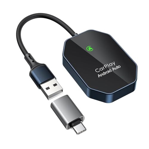 Wireless CarPlay Adapter for Apple CarPlay, Easily to Upgrade Wired to Wireless, Instant Connect, Plug and Play Car Play Dongle for iPhone & Android Fit for Cars with Built-in CarPlay