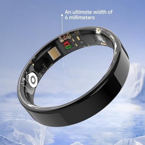 Image of 2026 Smart Ring for Women and Men Ultra Thin 6.0mm Fitness Tracker | Heart Rate Sleep Blood Oxygen Steps and Cycle Monitoring | No Subscription Required (Black, #8)