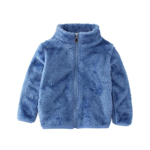 Fuzzy Fleece Jackets for Toddler Boys Girls Full Zip Oversized Sherpa Coat Lightweight Stand Collar Winter Jacket