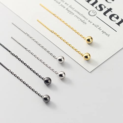 Cute Short Threader Earrings Silver Gold Black Chain Link Ball Dangle Drop Pull Through Earrings Minimalist4