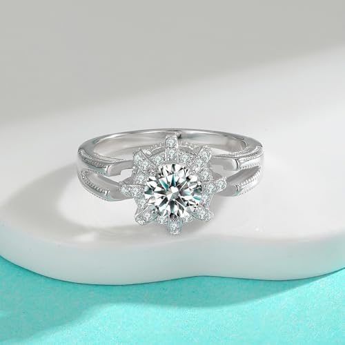 14K Gold Wedding Bands for Women, 1ct Diamond Engagement Ring Round Cut Petal-Inspired, VVS1 D-Color, Perfect for Wedding4