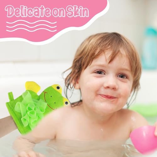 Kids Bath Gloves, 4/2pcs Shower Gloves Loofah for Kids Exfoliating BathGlove Body Scrub Glove Exfoliating Scrubber BallEasy to Lather Lovely Animal Colorful Design (4) - Image 5