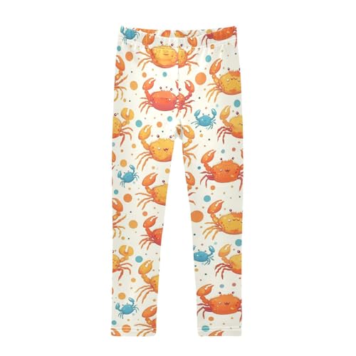 Cartoonish Crabs Girls' Leggings Toddler Doodles Colorful Dots Kids Yoga Pants Dance Active Tights 4T