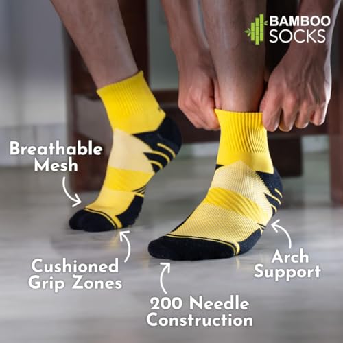 Image of HEELIUM Bamboo Athletic Socks for Men & Women | 3X Tougher & Durable, Ultra Soft & Blister Resistant | Perfect for Gym, Sports & Long Distance Running