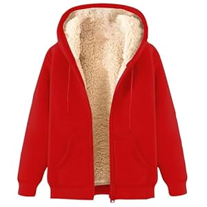 RLEHJN Fleecejacke Damen mit Kapuze Winterjacke Warm Teddyfleece ReißVerschluss Jacke Wollmantel Einfarbige Bekleidung Teenager Mädchen Übergangsjacke Drucken Funktionsjacke Große Größen