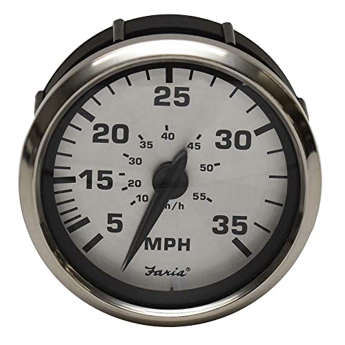 Faria Boat Speedometer Gauge SEK053A | Spun Silver 35 MPH 3 7/8 Inch