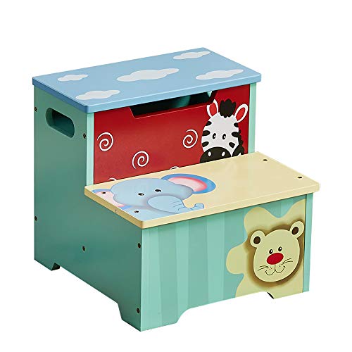 WODNEY Taburete de Madera para niños | Taburete Infantil con Almacenamiento |...