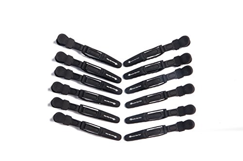 Mosher Salon Tools Rubber Coated No-slip Grip Croc Hair Styling Clips Black12 Pack