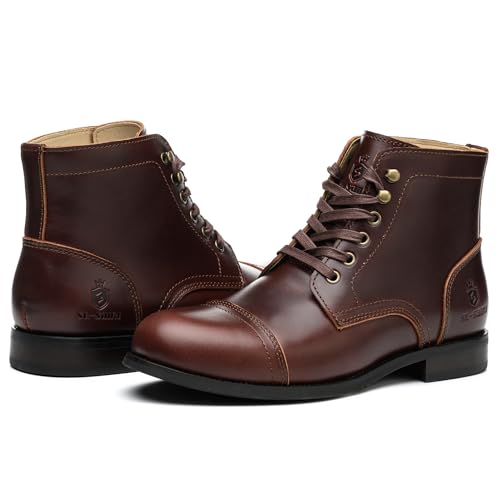 SL-Saint Handgemachte weiche Zehe Herren Klassische Stiefel Wasserdicht-Leder Kuhfell/Wolle Mode Winterschuhe (Braun Lederfutter, Erwachsene, Herren, 45, Numerisch, EU Schuhgrößensystem, M)