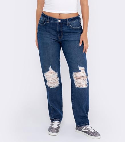 Seven7 Women's Misses Mirrorball Straight Jean2