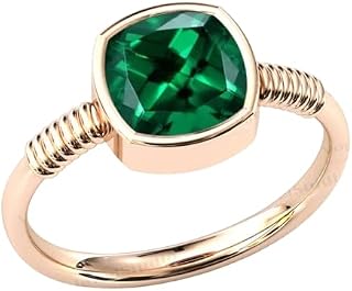 Retrend Design® Best Cushion Cut Panna 5 Carat Ring Zamrud Stone Anguthi 22K Rose Gold Rings For Women Men Exclusive Colle... Price In India