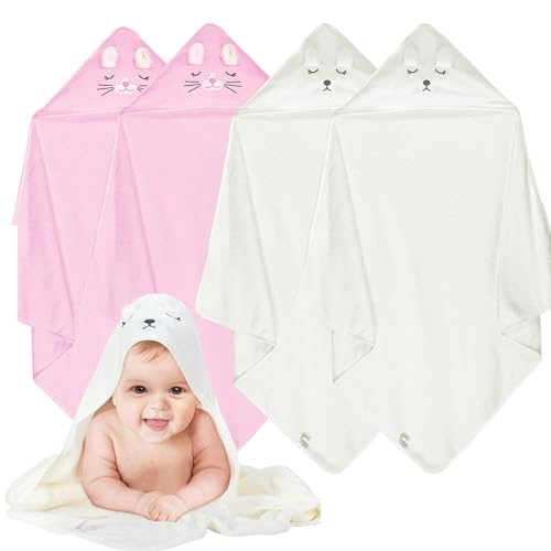 xpertwarm 4Pack Baby Hooded Towels, Soft Absorbent Baby Towels for Newborns Toddlers, Ultra-Soft Toddler Bath Towels