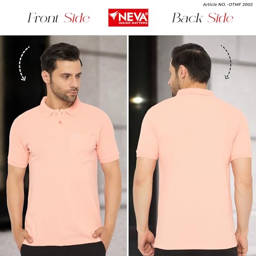 Image of NEVA Men's Regular Fit Half Sleeve Polo Neck T-Shirt with Chest Pocket