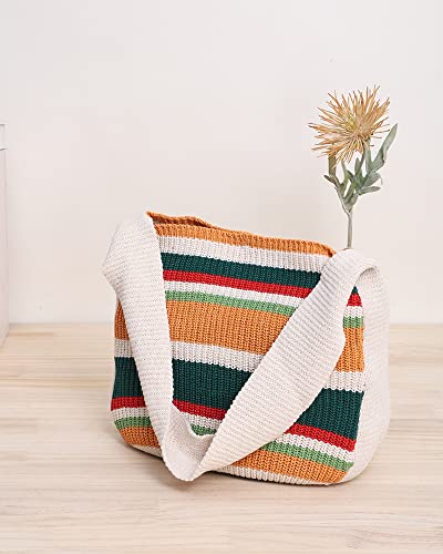Image of ENBEI Women's Crochet Tote Bag Knit Shoulder bag,Aesthetic Bag,Cute Eco-Friendly Tote for Travel,Daily Use,Gift Box Packaging