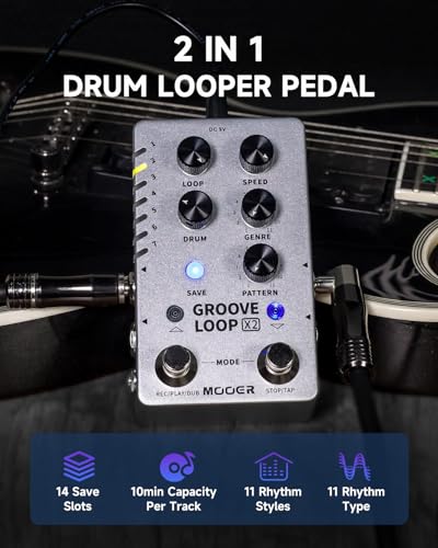 Image of MOOER Groove Looper Pedal Drum Machine Stereo Guitar Loop Recorder Pedals with 140 Minutes Loops 121 Drum Grooves Editor Software (X2)