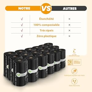 100% Compostable Dog Poop Bags-270 Counts 18Rolls, Poop Bags Made of Cornstarch, Certified Home Compostable, Eco-friendly, Unscented, Easy to Open and Use (Black) 100% Compostable Dog Poop Bags-270 Counts 18Rolls, Poop Bags Made of Cornstarch, Certified Home Compostable, Eco-friendly, Unscented, Easy to Open and Use (Black)