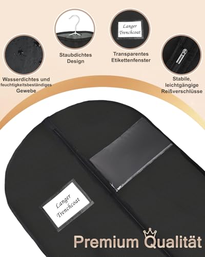 2PCS Kleidersack Lang 152 x 60 cm, Faltbare Kleiderhülle, Atmungsaktive Kleidersäcke mit Griffen für Mäntel, Kleider, Abendkleider, Anzüge | Schützt vor Staub, Feuchtigkeit & Motten