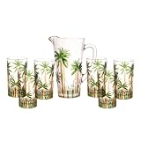 WOLFF - Conjunto Jarra com 6 Copos de Cristal Palm Tree Handpaint
