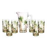 WOLFF - Conjunto Jarra com 6 Copos de Cristal Palm Tree Handpaint