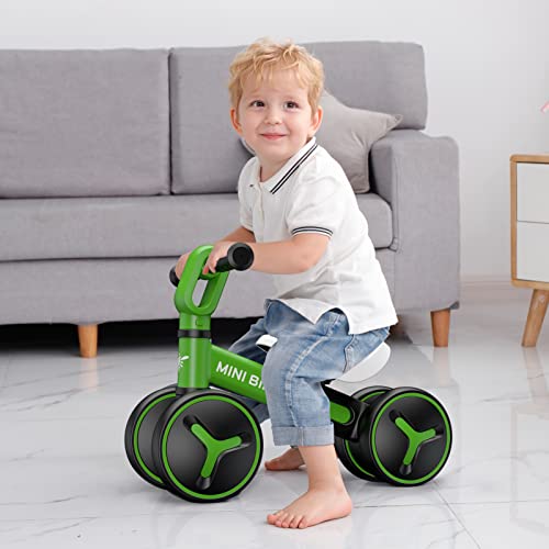 Baby Balance Bike For 1 Year Old Boys Girls, 12-36 Months Riding Toys Toddler Bike With Adjustable Seat, No Pedal Infant 4 Wheels Bicycle, Baby's First Bike First Birthday Gift Christmas #TOP4