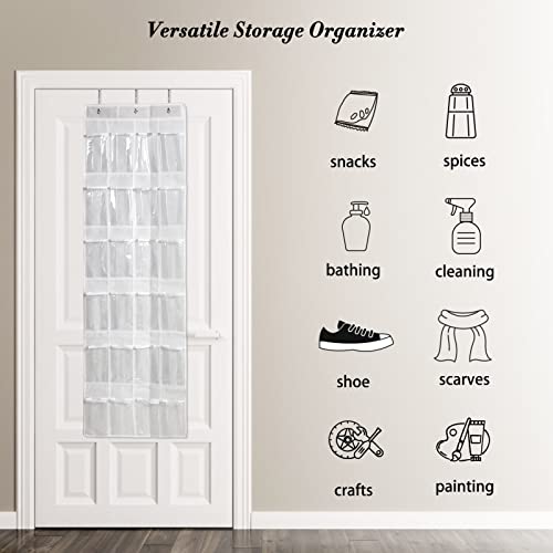 Over The Cabinet Door Organizer With 24 Clear Pockets, 60X18 Inch Behind The Pantry Door Storage Organizer, Back Of Bathroom Door Storage Organizer, White #TOP5