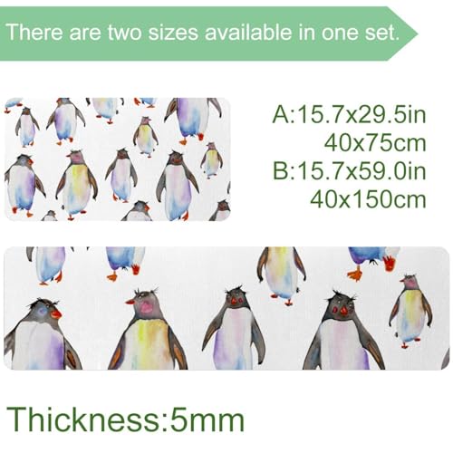 Alfombrillas de cocina absorbentes lavables con dibujo de pingüinos 2 uds 4