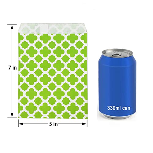 Kiyoomy 100 Pcs Candy Buffet Bags Small Paper Treat Bags (Lime Green, 5'' X 7'') #TOP1