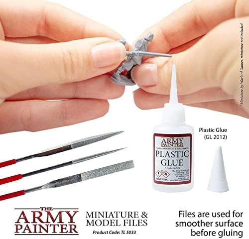 The Army Painter Miniature & Model Files, 3-Piece Diamond Small Metal File Set of Round File, Flat File and Triangular Metal File, Needle File Set for Metal, Resin, and Plastic Miniatures