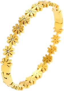 MEENAZ Gold Bangle Diamond Bracelets for Women Stylish | Stainless Steel Bangle for woman Floral Design Kada for Girls| An... Price In India