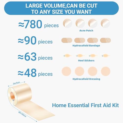 Image of Hydrocolloid Roll, Hydrocolloid Bandage for Skin Protection, Ideal for Daily Skincare and Wound Care Management, Water-Resistant Adhesive Bandage for Skin Types, 5cm*1.5M