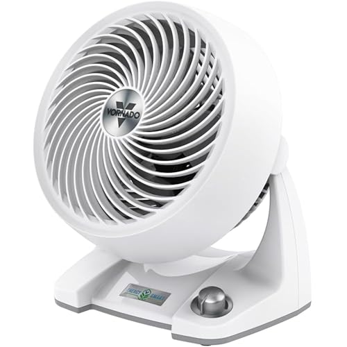 Vornado 533DC Energy Smart Small Air Circulator – White – DC-Motor Compact Whole-Room Vortex Fan with Variable Speed Dial, Ultra-Quiet Low-Energy Operation for Small Spaces (Up to ~21 m²)