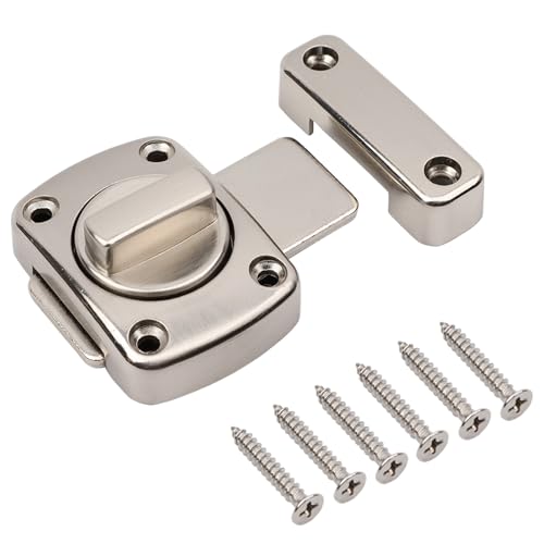 AMZSKU Türriegel Diebstahlsicherung Innentür, Edelstahl Drehriegel Türschloss für Badezimmertür Schranktür, Silber