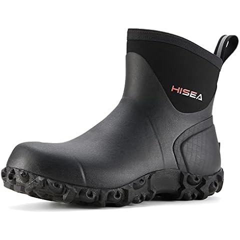 HISEA Men's Rubber Boots Ankle Rain Boots Waterproof Outdoor Mud Bootie for Lawn and Garden Cover