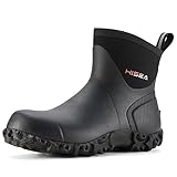 HISEA Men's Rubber Boots Ankle Rain Boots Waterproof Outdoor Mud Bootie for Lawn and Garden